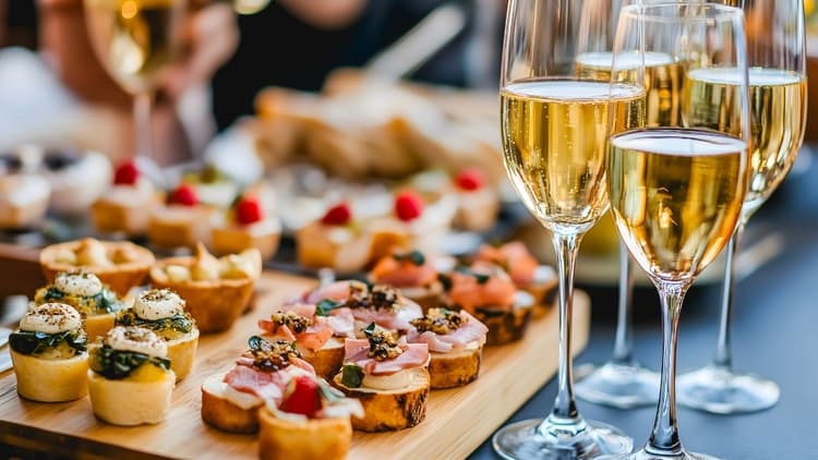 Champagne and nibbles pairing ideas for a dinner party