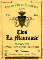 Etiquette Clos de la Maurasse 1988