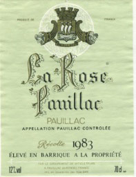 Etiquette La Rose Pauillac 1970