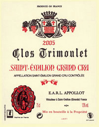 Etiquette Clos Trimoulet 1975