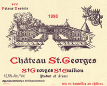 Etiquette Ch�teau Saint-Georges (St Georges-St Emilion) 1940