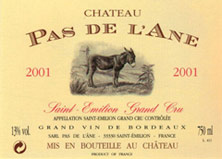 Etiquette Ch�teau Pas de l'Ane 1999