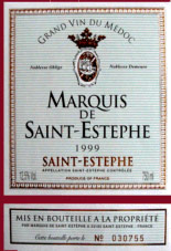 Etiquette Marquis de Saint Est�phe 1945
