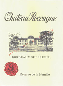 Etiquette Ch�teau Recougne 1955