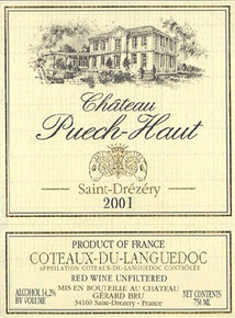 Etiquette Coteaux du Languedoc Puech-Haut-