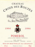 Etiquette Ch�teau Croix des Rouzes 1995