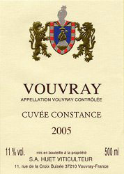 Etiquette Vouvray Cuv�e Constance Domaine Huet 1989