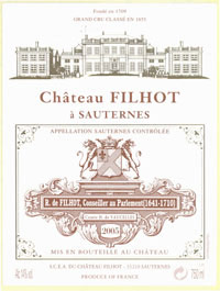 Etiquette Ch�teau Filhot - Cr�me de T�te 1990