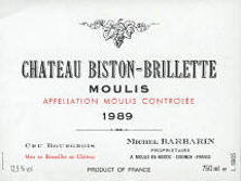 Etiquette Ch�teau Biston Brillette 1973