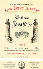 Etiquette Ch�teau Lavallade 1994