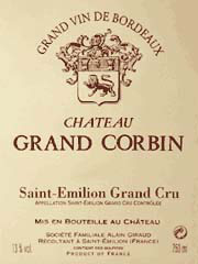 Etiquette Ch�teau Grand Corbin 1942