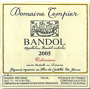 Etiquette Bandol Tempier Cuv�e Cabassaou Famille Peyraud 1993