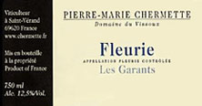 Etiquette Fleurie Les Garants Domaine du Vissoux 2001