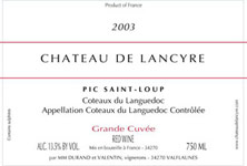 Etiquette Coteaux du Languedoc Pic Saint Loup LancyreGrande Cuv�e
