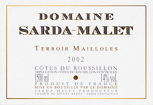 Etiquette C�tes du Roussillon Sardat-Malet Terroir de Mailloles J�r�me Malet 1998