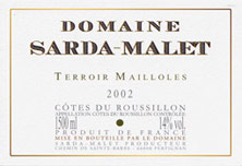 Etiquette C�tes du Roussillon Sardat-Malet Terroir Mailloles J�r�me Malet 2000