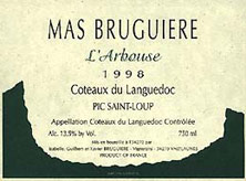 Etiquette Coteaux du Languedoc Pic Saint Loup Mas Brugui�re L'Arbouse Guilhem et Xavier Brugui�re 2004