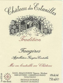 Etiquette Faug�res Estanilles Tradition Michel Louison 1995