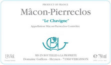 Etiquette M�con Pierreclos Le Chavigne Domaine Guffens Heynen 1996