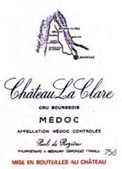 Etiquette Ch�teau la Clare 1975