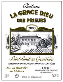 Etiquette Ch�teau la Gr�ce Dieu des Prieurs 1970
