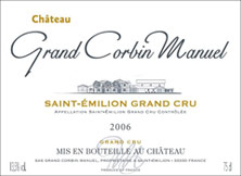 Etiquette Ch�teau Grand Corbin Manuel 1970
