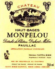 Etiquette Ch�teau Haut Bages Montpelou 1957
