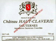 Etiquette Ch�teau Haut-Claverie 1978