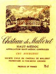 Etiquette Ch�teau de Malleret 1966