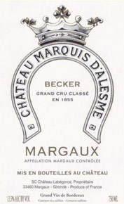 Etiquette Ch�teau Marquis d'Alesme Becker 1959