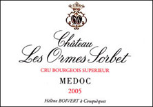 Etiquette Ch�teau les Ormes Sorbet 1958