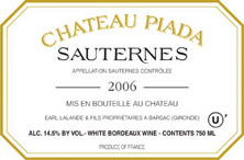 Etiquette Ch�teau Piada 1950