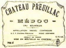 Etiquette Ch�teau Preuillac 1978