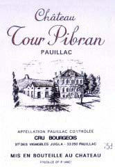 Etiquette Ch�teau Tour Pibran 1961