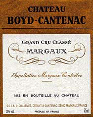 Etiquette Ch�teau Boyd Cantenac 1961