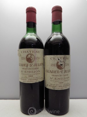 Château Guadet Grand Cru Classé  1966 - Lot de 2 Bouteilles
