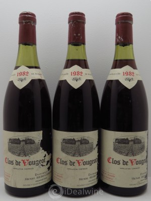 Clos de Vougeot Grand Cru Domaine Henri Rebourseau  1982 - Lot de 3 Bouteilles
