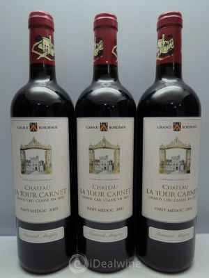 Château La Tour Carnet 4ème Grand Cru Classé  2005 - Lot of 3 Bottles