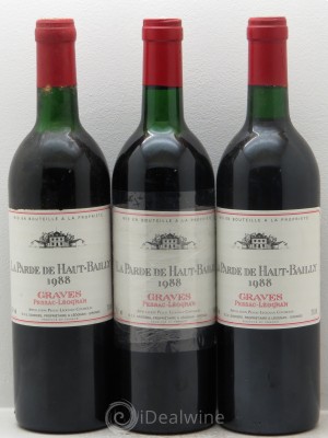 Haut Bailly II (Anciennement La Parde de Haut-Bailly) Second vin  1988 - Lot de 3 Bouteilles
