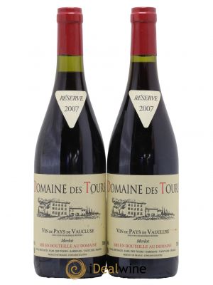 IGP Pays du Vaucluse (Vin de Pays du Vaucluse) Domaine des Tours Merlot Emmanuel Reynaud 2007 - Lot de 2 Bottles