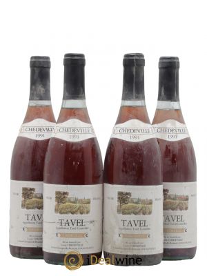 Tavel Domaine Louis Chedeville 1991 - Lot of 4 Bottles
