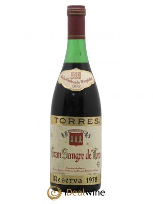 Espagne Catalunya Sangre de Toro Reserva Bodegas Torres 1978 - Lot de 1 Bottle
