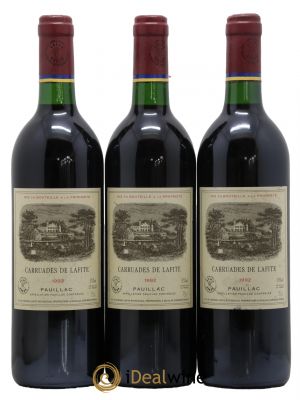 Carruades de Lafite Rothschild Second vin  1992 - Lot of 3 Bottles