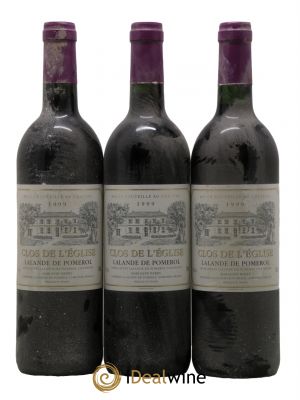 Lalande-de-Pomerol Clos de L'Eglise 1999 - Lot de 3 Bottles