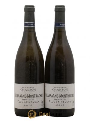 Chassagne-Montrachet 1er Cru Clos Saint Jean Domaine Chanson 2010 - Lot de 2 Bottles