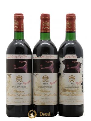 Château Mouton Rothschild 1er Grand Cru Classé 1990 - Lot de 3 Bottles