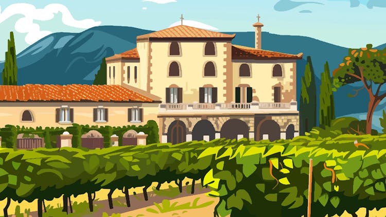 CArtoon image of an italian vineyard