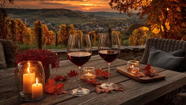 a cozy autumn vineyard setting to read iDealwine articles in