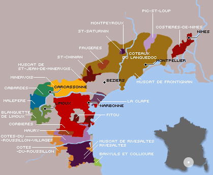 Carte des Vins du Languedoc-Roussillon