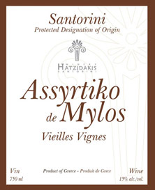 Santorini Hatzidakis Assyrtiko de Mylos Vieilles Vignes